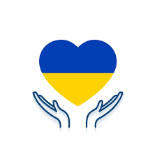 Hear and hands color of Ukraine Flag